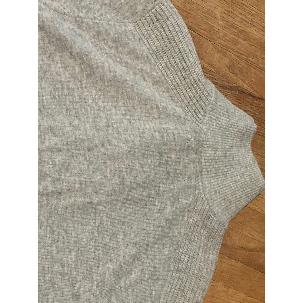 Banana Republic Men's L Merino Wool Sweater Gray Mock Neck Zip Button Collar